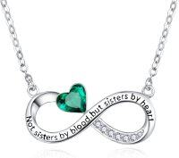 wholesale  Sterling Silver Best Friend Mother Couple Necklace for Women Sisters Mom Lovers Gift -Emerald