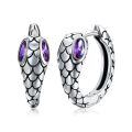 wholesale 925 Sterling Silver Serpent Hoop Earrings Wholesale With Purple Gemstones-0-0