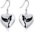 wholesale 925 Sterling Silver Heart Swan Dangle Drop Earrings with Black Enamel Stones for Women Girls Mom Daughter Gift-0-0