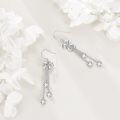 wholesale 925 Sterling Silver Bowknot Crystal Chain Tassel Threader Dangle Earrings for Women-0-4