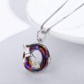 wholesale 925 Sterling Silver Multicolor Crystal Hummingbird Flower Pendant Necklace for Women-0-3