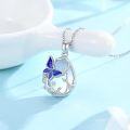 wholesale 925 Sterling Silver Blue Moonstone Butterfly Pendant Necklace-0-1