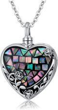 wholesale TOUPOP Heart Locket Necklace/urn Necklace For Ashes 925 Sterling Silver Rose Flower Abalone Shell Jewelry Gifts For Women -0-1