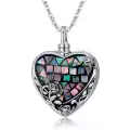 TOUPOP 925 Sterling Silver Abalone Shell Heart Locket Urn Necklace-0-1