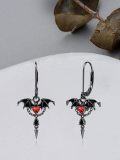 wholesale 925 Sterling Silver Bat Heart Dangle Earrings for Women Gothic Halloween -0-1