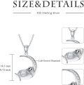 wholesale 925 Sterling Silver Lab-Grown Cubic Zirconia Sloth on Crescent Moon Charm Necklace-0-4