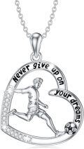 wholesale 925 Sterling Silver Soccer Necklace with Heart Pendant - Hypoallergenic Sports Jewelry Gift for Men Women-0-0
