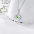 TOUPOP Sterling Silver Peridot Pendant Necklace, Birthday Gift For Women-0-3