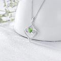 TOUPOP Sterling Silver Peridot Pendant Necklace, Birthday Gift For Women-0-3