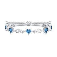 wholesale 925 Sterling Silver 12 Gemstone Infinity Love Birthstone Bracelet Heart Cut Adjustable for Women Mother Daughter Wife-Mar-Aquamarine Blue