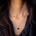 wholesale 925 Sterling Silver Heart Necklace Wholesale With Pink Inlay And Engraved Message-0-7