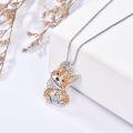 wholesale 925 Sterling Silver Corgi Shaped Pendant Necklace with Orange and White Cubic Zirconia Stones for Pet Lovers-0-2