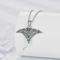 wholesale 925 Sterling Silver Abalone Shell Inlay Manta Ray Pendant Necklace for Women Girls  45cm Chain Length-0-2