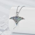 wholesale 925 Sterling Silver Manta Ray Pendant Necklace With Iridescent Abalone Shell For Women-0-2