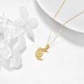 wholesale 14K Gold Sunflower Pendant Necklace with Cubic Zirconia and Leaves Design - Elegant s for Her-0-2