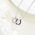 wholesale 925 Sterling Silver Opal Triple Horseshoe Pendant Necklace Luck s for Women-0-3