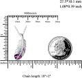 wholesale 925 Sterling Silver Purple Crystal Feather Pendant Necklace s for Women-0-5