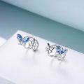 wholesale 925 Sterling Silver Blue Austrian Crystal Butterfly Studs for Non-Pierced Ears - Gifts for Women & Girls-0-4