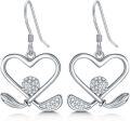wholesale 925 Sterling Silver Heart-Shaped Dangle Earrings with Cubic Zirconia Stones for Sports Enthusiasts-0-0