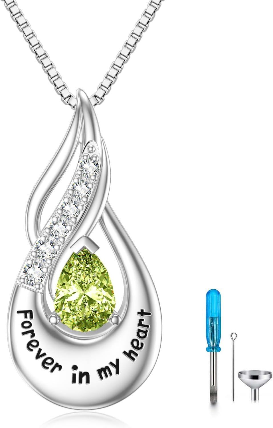 Sterling Silver Moonstone Opal Turquoise Larimar Black Onyx Cremation Jewelry for Ashes-A 08-Aug-Peridot Non-custom-A 08-Aug-Peridot Custom-Non-custom-A 08-Aug-Peridot-Custom-A 08-Aug-Peridot