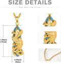 wholesale 925 Sterling Silver & Turquoise Stone with Golden Plated Phoenix Pendant Necklace for Women-0-3