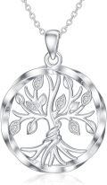 wholesale 925 Sterling Silver Round Cutout Tree Of Life Pendant Necklaces For Women - Family s-0-0