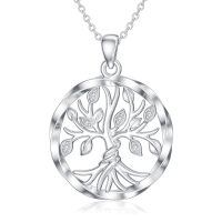 wholesale 925 Sterling Silver Round Cutout Tree Of Life Pendant Necklaces For Women - Family s-tree of life-style 6