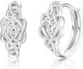wholesale 925 Sterling Silver Celtic Knot Heart Huggie Hoop Earrings for Women - Irish Luck -0-0