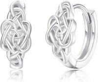 wholesale 925 Sterling Silver Celtic Knot Heart Huggie Hoop Earrings for Women - Irish Luck -Double Heart Celtic Knot Earrings