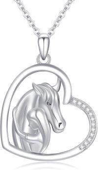 wholesale 925 Sterling Silver Heart-Shaped Horse Head Pendant Necklace - Equestrian s for Women-Horse Necklace #2