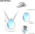 wholesale 925 Sterling Silver Teardrop Moonstone & Opal Cremation Keepsake Jewelry Box Pendant Necklace for Ashes Memorial Gift-0-3