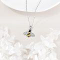 wholesale 925 Sterling Silver Black and Yellow CZ Honeybee Pendant Necklace for Women-0-3