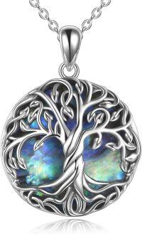 wholesale 925 Sterling Silver Abalone Shell Tree of Life Pendant Necklace - Irish s for Women-Abalone Shell Tree Pendant