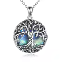 wholesale 925 Sterling Silver Abalone Shell Tree of Life Pendant Necklace - Irish s for Women-Abalone Shell Tree Pendant