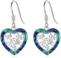 wholesale 925 Sterling Silver Abalone Shell Tree of Life Heart Dangle Earrings for Women-0-0
