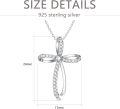 wholesale 925 Sterling Silver and White Diamond Cross Pendant Necklace for Women-0-4