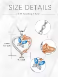 TOUPOP Sterling Silver Rose Heart Butterfly Necklace Gift For Women-0-3