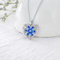 wholesale 925 Sterling Silver Blue Crystal Flower Heart Locket Necklace for Women and Girls-0-1