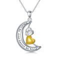 wholesale 925 Sterling Silver Crescent Moon & Heart Pendant Necklace with Yellow Gold Plated Charm and Cubic Zirconia - Always My Sister Forever my Friend  for Sisters-0-0