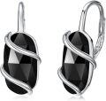 wholesale Sterling Silver Black Onyx Drop Earrings for Women, Elegant Dangle Lever Back Hypoallergenic Jewelry, Gift for Mom Wife Sister-0-0