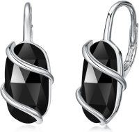 wholesale Sterling Silver Black Onyx Drop Earrings for Women, Elegant Dangle Lever Back Hypoallergenic Jewelry, Gift for Mom Wife Sister-Leveback-Black Onyx