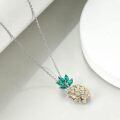 wholesale 925 Sterling Silver Green Crystal Pineapple Pendant Necklace  for Women and Teen Girls-0-3