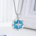 wholesale  Turquoise Stone Compass Pendant Necklace with 925 Sterling Silver Chain-0-1