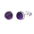 wholesale 925 Sterling Silver Purple Amethyst Stud Earrings-0-0