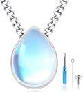 wholesale 925 Sterling Silver Teardrop Moonstone & Opal Cremation Keepsake Jewelry Box Pendant Necklace for Ashes Memorial Gift-0-0