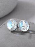 wholesale 925 Sterling Silver Round Mother-of-Pearl Butterfly Stud Earrings-0-2