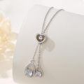wholesale 925 Sterling Silver Heart-Shaped Teardrop CZ Pendant Necklace - Adjustable Chain  for Women-0-1