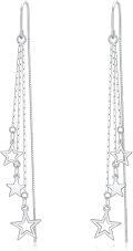 wholesale 925 Sterling Silver CZ Threader Earrings w/Star & Butterfly Charm Drops-0-0