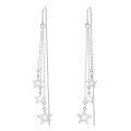 wholesale 925 Sterling Silver CZ Threader Earrings w/Star & Butterfly Charm Drops-0-0