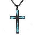 wholesale 925 Sterling Silver Opal Inlay Cross Pendant Necklace Religious  for Women and Men-0-10